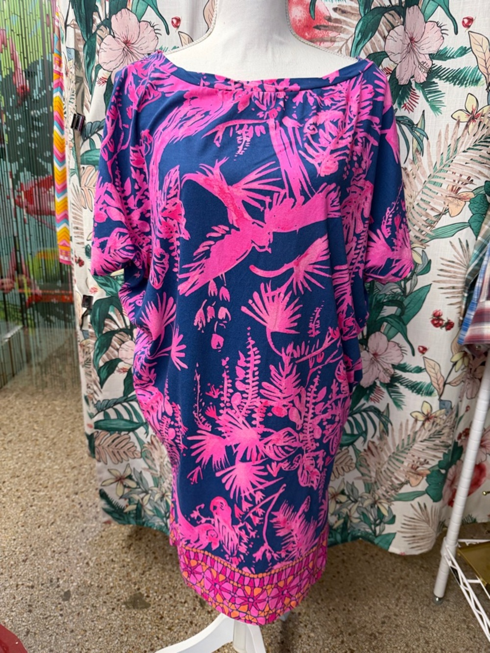 Pink Label Lilly Pulitzer Pink and Blue Shift Dress Size Small.